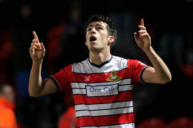 John Marquis celebrates his second goal against Portsmouth.Picture : Jonathan Gawthorpe