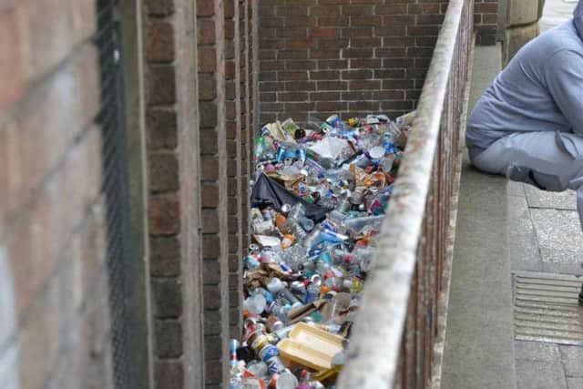 Litter just yards from a bin on Castlegate in Sheffield city centre