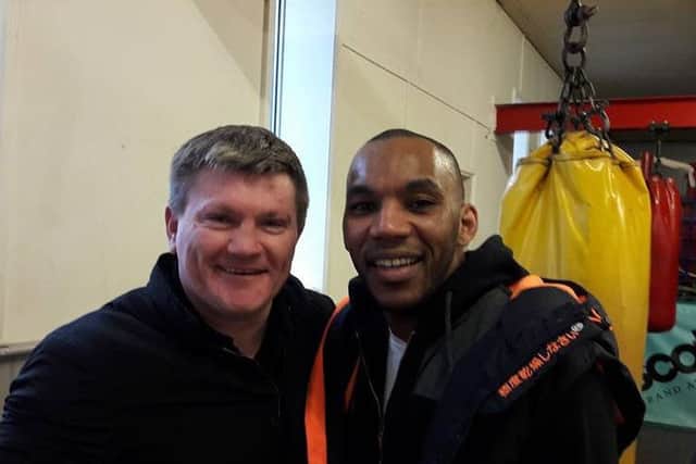 Ricky Hatton and Junior Witter - enemies once, now pals at the Ingle gym: Pic by Atif Shafiq