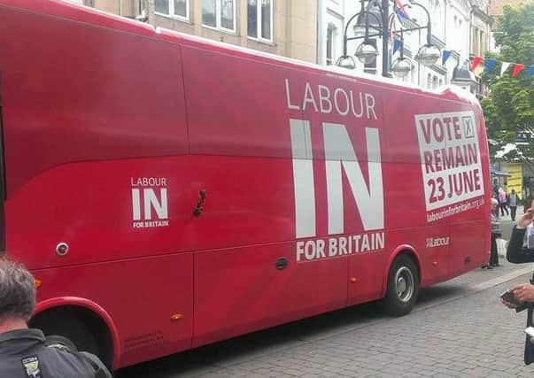 Labour leader Jeremy Corbyn and Ed Miliband  arrived in Doncaster this afternoon on the EU referendum campaign trail. Picture: Stephanie Bateman