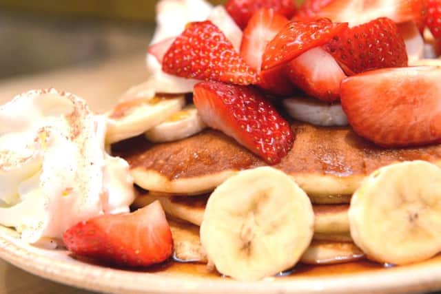 The Cabin food review Pancake with bananas and strawberries