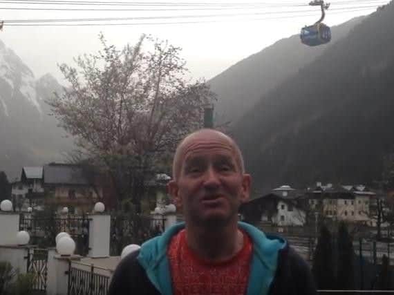 A shot from the YouTube video of Eddie 'The Eagle' Edwards.