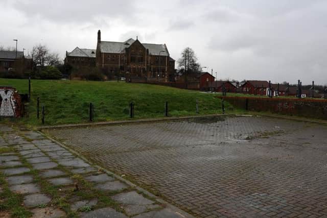 The site of the proposed school in Pitsmoor, with the Pye Bank School building in the background.