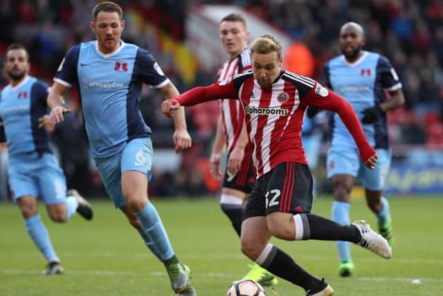 Harry Chapman impressed for Sheffield United before suffering an injury. Pic Simon Bellis/Sportimage