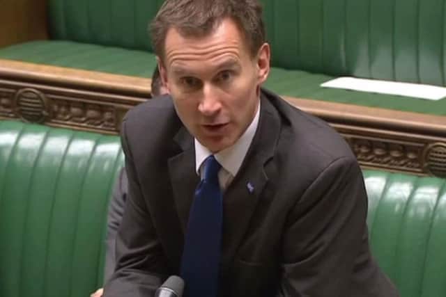 Health Secretary Jeremy Hunt responding to Mr Blomfield urgent question. Picture: Parliament TV