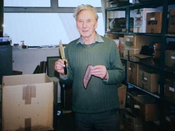Sheffield cutler Jack Adams with one of the many knives he crafted over the years