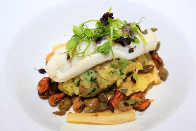 Food review at the Best Western Plus Aston Hall Hotel. Pictured is the Paupiette of Plaice with crushed new potatoes, buttered salsify, mussel popcorn and lemon & caper beurre noisette. Picture: Chris Etchells