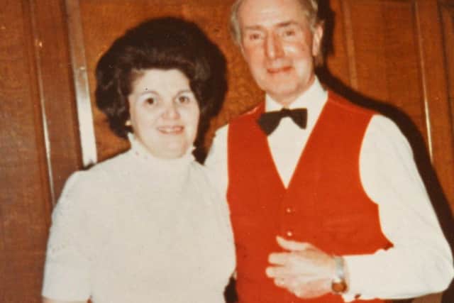 Olive Sutton, pictured with her husband Arthur, during Palace of Varities at the City Hall in 1972. Picture: NSST Sutton MC 6