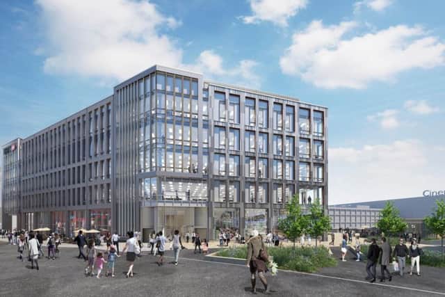 The proposed office block as part of Sheffield Retail Quarter.
