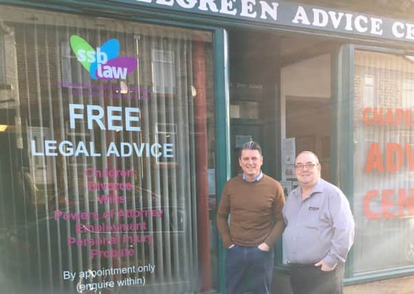 SSB Law Business Development Partner Wesley Bower, (left), with Chapelgreen Advice Centre manager Mick Appleby.