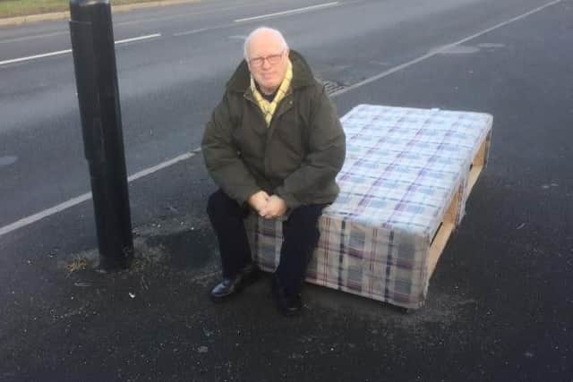 Andrew on a discarded bed in Hollywell Road