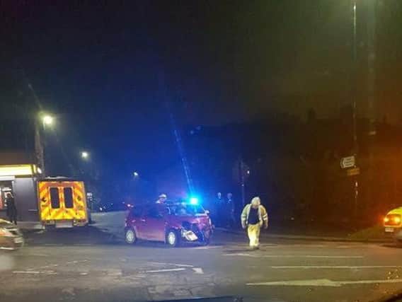 Emergency services at the scene of a crash in Herries Road, Sheffield