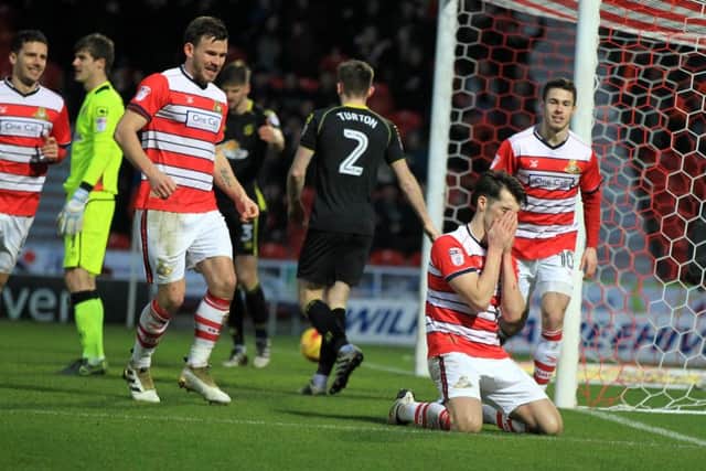 John Marquis celebrates scoring Rovers 2nd goal of the game. Picture: Chris Etchells