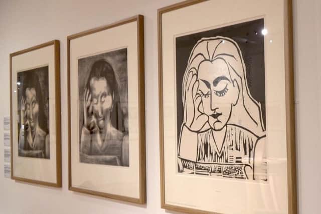 The linocuts show the development of key works, including Jacqueline Reading - depicting Picasso's wife, Jacqueline Roque.