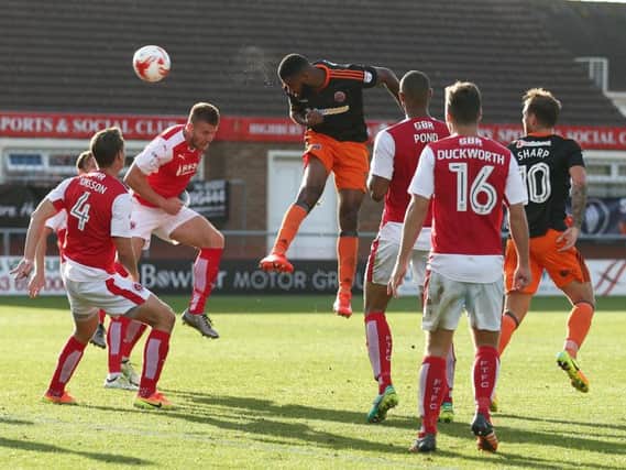 Ethan Ebanks-Landell scores the equalising goal when Sheffield United and Fleetwood Town met earlier this season