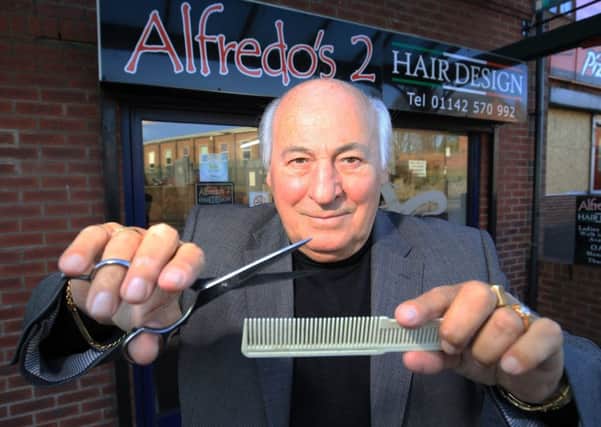 Barber Alfredo Barbetta is retiring at the age of 79. He is pictured at his barbers Alfredo's in Chapeltown.