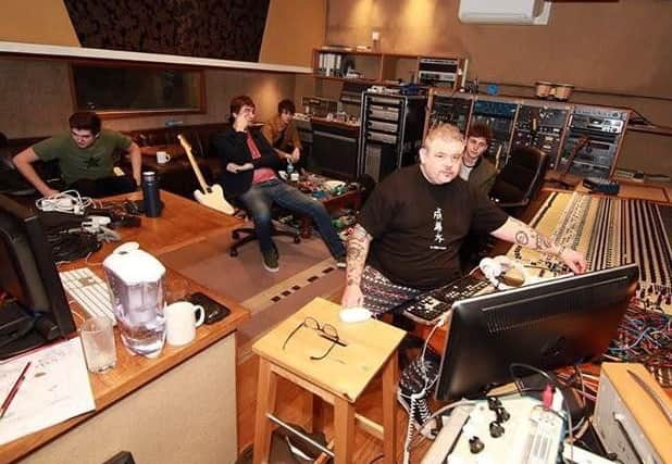 The Sherlocks with top producer Gav Monaghan at Rockfield Studios in Monmouth, Wales. Photo: Glenn Ashley.