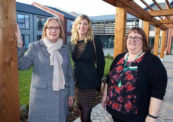 (From left) Gill Furniss MP, Sanctuary's director of neighbourhoods, Colleen Eccles, and housing officer, Tracey Roddis, during a visit to Sycamore Heights, Shiregreen, Sheffield