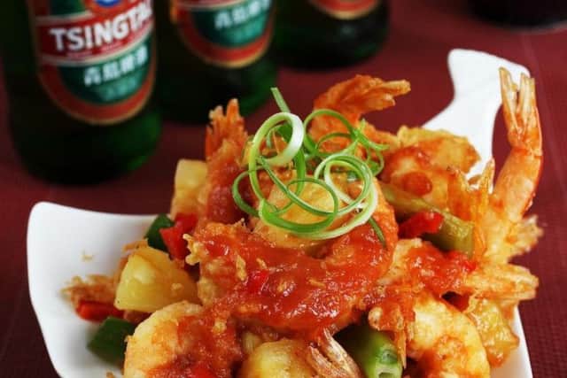 Nobdy does it batter: Tsingtao Beer infused sweet and sour doused prawns