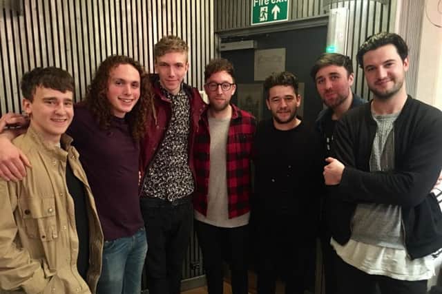 Support indie band Sundance, left, in the studio with headliners Alvarez Kings
