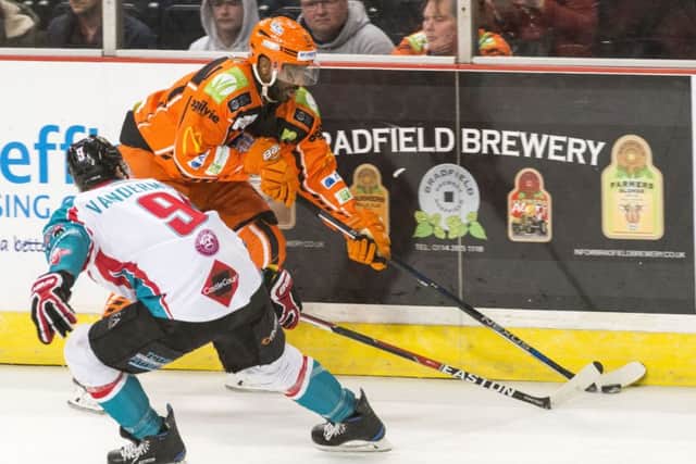 Sheffield Steelers v Belfast Giants Yared Hagos slips past his man. Pic Dean Atkins