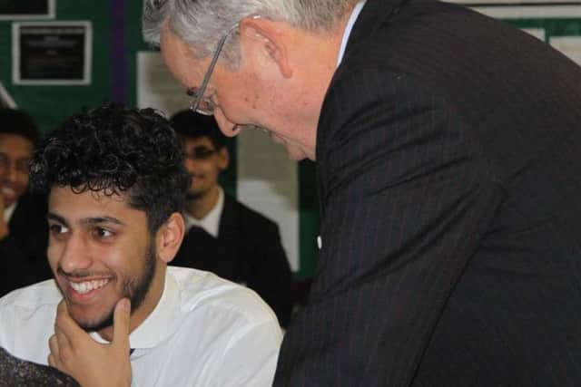 The Lord Lieutenant of South Yorkshire, Andrew Coombe, during his visit to Fir Vale School