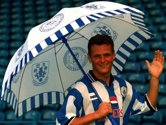 Jim Magilton after signing for Sheffield Wednesday in 1997.