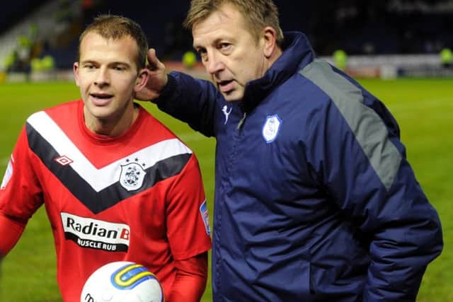 Four-goal Huddersfield Town hero Jordan Rhodes with dad, Andy, Wednesday's goalkeeping coach