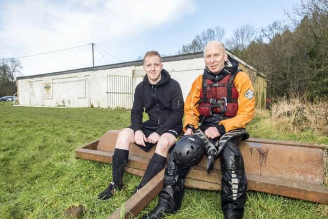 Matt Ward of Crookes and District FC and Ian Holmes of Sheffield Canoe Club who are looking to improve facilities at the ground in Oughtibridge