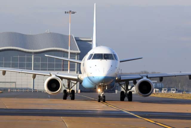 A Flybe flight prepares for takeoff at Doncaster Sheffield Airport. Picture: Chris Etchells