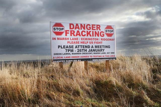 A sign opposing fracking in Derbyshire.