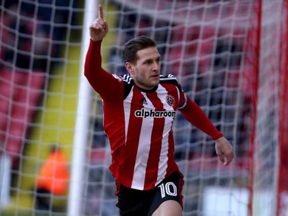 Billy Sharp celebrates his opening goal against AFC Wimbledon