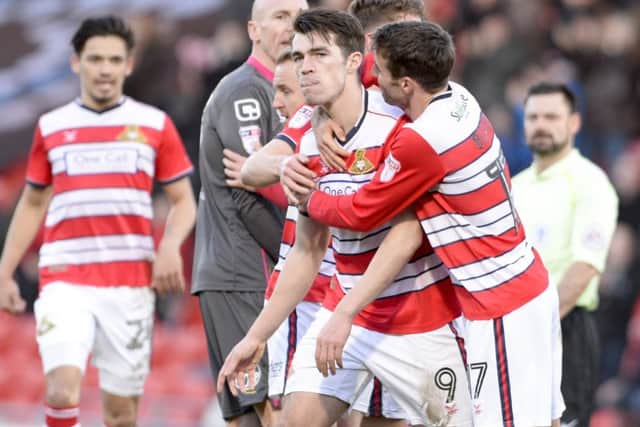 John Marquis celebrates his goal. Pictures: Dean Atkins