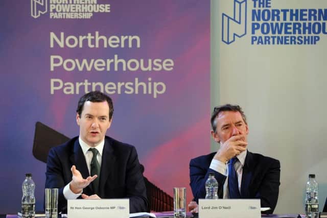 The Rt Hon George Osborne MP and Lord Jim ONeill launch the first report from the Northern Powerhouse Partnership at AQL in Leeds. Picture Tony Johnson.