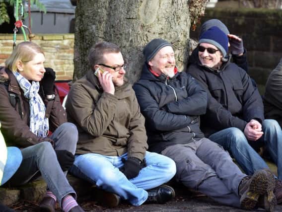 Councillor Alison Teal (left) and the other protesters who were arrested for trying to prevent the tree being cut down
