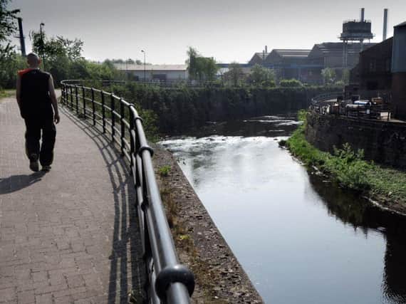 Part of the Five Weirs Walk alongside the River Don running through Sheffield