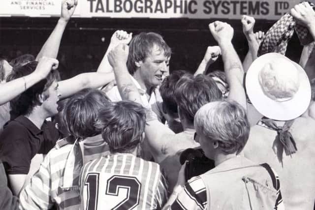 Sheffield United May 1990 Dave Bassett being mobbed by Sheffield United fans