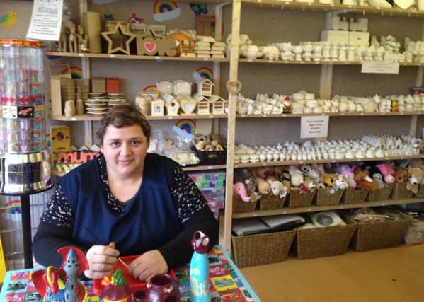 Lindy Pearce, owner of Childs Play Craft Cafe, Hillsborough, Sheffield.