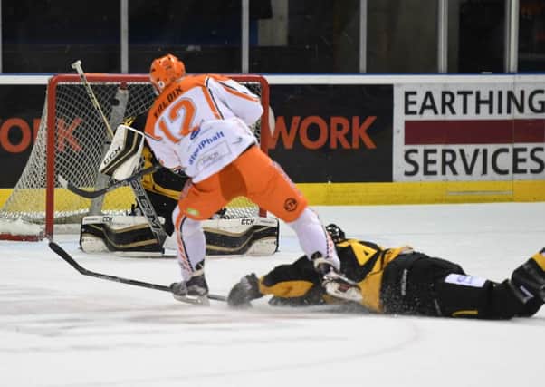 Andreas Valdix going for goal at Nottingham
