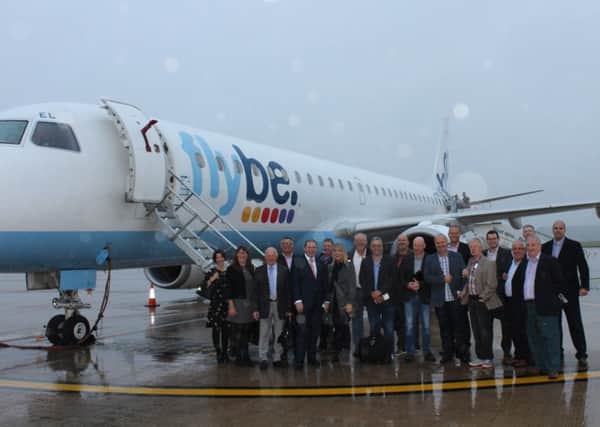 The trade mission at Doncaster Sheffield Airport about to board a Flybe flight to Berlin for the InnoTrans rail trade fair