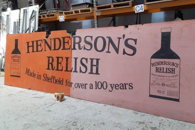 The iconic Henderson's Relish sign before its restoration