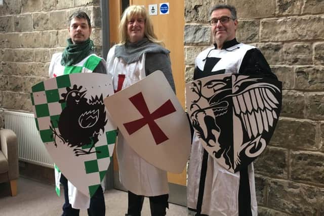 Knights from the cast of Spamalot at Rotherham Civic