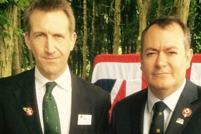 Barnsley Central MP Dan Jarvis and Barnsley East MP Michael Dugher in Serre to honour the Barnsley Pals on the centenary of the Somme