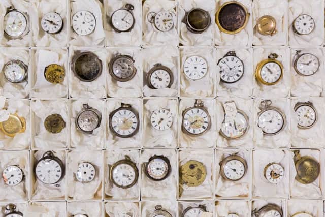 Pocket watches from the citys Decorative Art collection Â© Museums Sheffield. from Tim Etchells & Vlatka Horvat: What Can Be Seen, 8 February  7 May 2017, Millennium Gallery