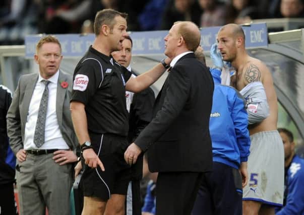 Wycombe Wanderers v Sheffield Wed....Owls Manager Gary Megson sent to the stands by referee Chris Sarginson
