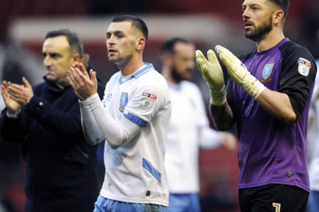 Carlos Carvalhal, Jack Hunt and Keiren Westwood at the final whistle following Sheffield Wednesday's win over Nottingham Forest