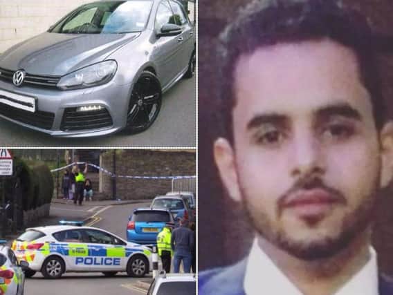 The movements of a VW Golf is being sought by police. Also inset is the scene on Daniel Hill and victim Assel Al-Essaie