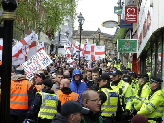 An EDL march in Rotherham