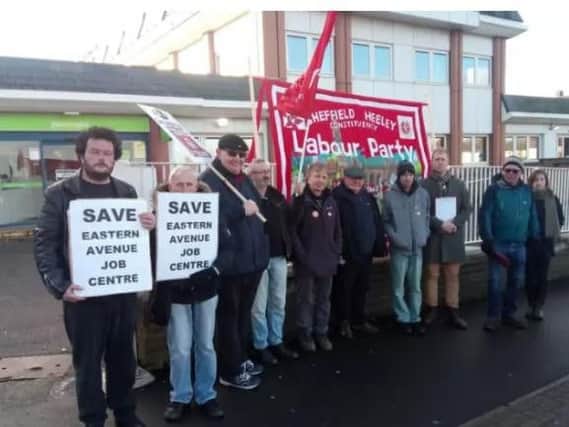 Campaigners at a previous protest against plans to close a Sheffield job centre.