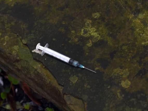 A discarded needle left by a drug user in Sheffield